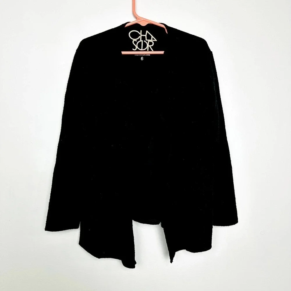 Chaser NWOT Girls Open Front Knit Cozy Classic Relaxed Cardigan Sweater Black 6